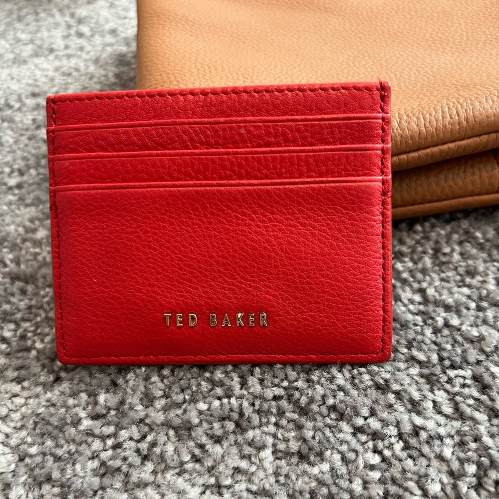 Ted Baker Red Leather Card Holder - Picture 1 of 10